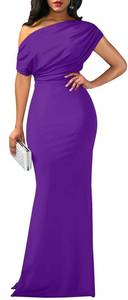 lot 91351 image: shengfan Bodycon Formal Dresses for Women 2024 Elegant Off Shoulder Ruched Evening Party Dress Sexy Wedding Guest Vestidos(231Purple,X-Large)