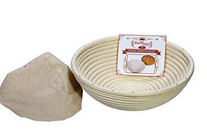 lot 91370 image: Saint Germain Bakery Premium Round Bread Banneton Basket with Liner - Perfect Brotform Proofing Basket for Making Beautiful Bread (10 inch)