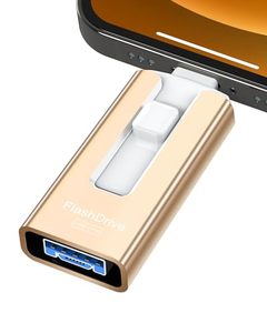 lot 91375 image: USB Flash Drive 512GB, Photo Stick Memory External Data Storage Thumb Drive Compatible for Phone, Pad, Android, PC and More Devices (Gold)