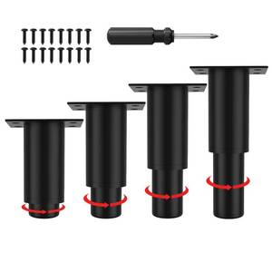 lot 91408 image: Dikeo 3.15-4.72 Metal Adjustable Furniture Legs, Cabinet Legs Couch Legs, Bed Replecement Legs, Heavy Duty Adjustable Legs for Furniture, Legs for Furniture Set of 4 - Black