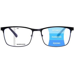 lot 91422 image: Avaeye Progressive Reading Glasses for Women Men, Multifocal Blue Light Blocking Readers, Metal FrameNo Line (Black,2.5)