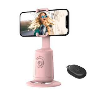 lot 91423 image: Auto Face Tracking Tripod, 360° Rotation Face Body Phone Camera Mount Smart Shooting Phone Tracking Holder with Remote,No App, Gesture Control,Smart Shooting Holder for Vlog, Streaming,Tiktok-Pink