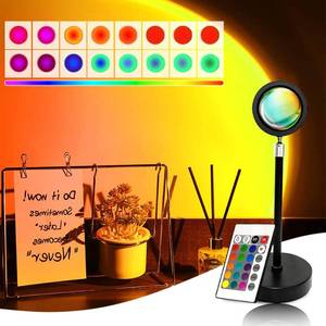 lot 91424 image: Sunset Lamp - 16 Colors Changing Remote Projector LED Lights - 360 Degree Rotation or Christmas Decorations PhotographyBedroomHome Decor Sunset Lamps - Sunlight Projector - Sunset Projection Lamp