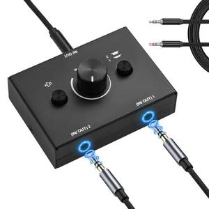 lot 91433 image: 3.5mm Stereo Audio Switch Audio Switcher Passive Speaker Headphone Manual Selector Splitter Box Audio Sharing