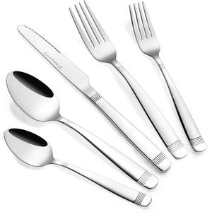 lot 91436 image: dokaworld Stainless Steel Flatware - Silverware Set for 8-40 Piece Cutlery Set - 1810 Flatware Set - Silverwear Set - Dinnerware Stainless Steel Flatware Set - Spoons and Forks Set Stainless Steel