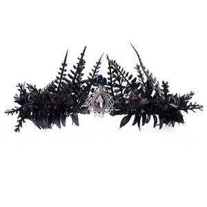 lot 91440 image: MOSTORY Handmade Black Flower Crown - Gothic Floral Tiara King�s Fairy Headpiece Royal Prince Dark Crown for Men Cosplay Renaissance Halloween Costume Hair Accessory