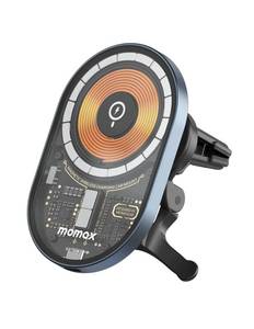 lot 91454 image: MOMAX Magnetic Wireless Charging Car Charger, Transparent Mag-Safe Compatible Charging Air Vent Mount, Q.Mag Mount Compatible with iPhone 15,15 Plus,15Pro,15Pro Max,14,13,12Series