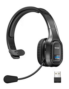 lot 91457 image: TECKNET Trucker Bluetooth Headphones with Microphone Noise Canceling Wireless On Ear Headset, Hands Free Wireless Headset for Cell Phone Computer Office Home Call Center Skype (Black)