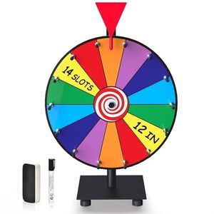 lot 91463 image: abitcha 12-inch Spinning Prize Wheel - Heavy Duty Base with 14 Slots Color Tabletop Spinner - Spin The Roulette Wheel for Carnival, Trade Show, Win Fortune Spin Games