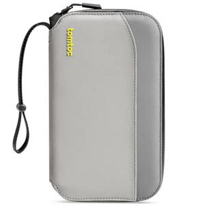 lot 91487 image: tomtoc Passport Holder Family with RFID Blocking, Passport Wallet Women Men, with Airtag & Sim Card Holder and Eject Pin, Travel Document Organizer with Wrist Strap, Up to 4 Passports, Water-resistant
