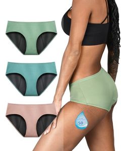 lot 91531 image: TIICHOO Period Underwear for Women Heavy Flow Silky Soft Absorbent Period Panties Incontinence Underwear 3 Pack (Large, Turquoise GreenRose GoldMatcha Green)