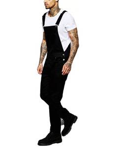 lot 91537 image: Mens Jeans Jumpsuits Distressed Denim Bib Overalls for Men Black Suspender Pants,2XL