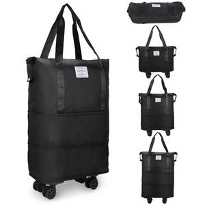 lot 91549 image: VOOWO Rolling Duffle Bag with Wheels, Expandable Foldable Duffle Bag with Wheels and Handle for Travel, Rolling Luggage bag Carry on Duffel Bag, Wheeled Travel Duffle Bag, Large Weekend Bag (Black)