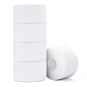 lot 91550 image: ADMITRY Athletic Tape,5 Pack White Sports Tape,Very Strong No Sticky Residue Wrist Ankle Tape for Gymnastics Boxing Lacrosse Climbing Hockey Bat Injuries Medical (1.5 Inches)