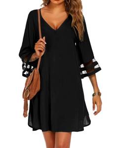 lot 91559 image: Ekouaer Womens Beach Coverups 34 Mesh Sleeve Bathing Suit Cover Ups Beachwear Loose Fit Swimwear Beach Dress