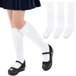 lot 91576 image: qikqik White Knee High Socks for Girls Knee High Socks Long Socks for Women Girls School Socks Dress Socks Girls Knee Socks