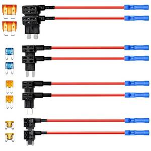 lot 91583 image: 4 Types Add-a-Circuit Fuse Tap Adapter with Standard & Mini & Low Profile Mini & Micro2 Blade Fuse Holder for Cars Trucks Boats (8 Pack)