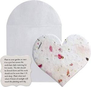 lot 91593 image: Seed Bloom 24-Piece Set Handmade Seed Paper Embedded With Wildflower Seeds Recycled Seeded Paper Tags, Cards Stationery & Wrapping Supplies (Hearts, Envelope, & Planting Guide)