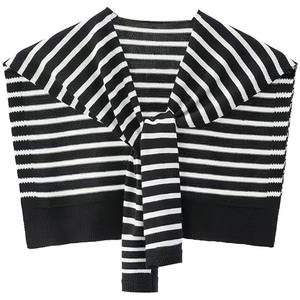 lot 91594 image: WaJuemy Sweater Shawl Wraps for Women Sweater Knitted Knotted Shawls Travel Casual Scarf Cape Shoulder Tops Fashion Wrap(BlackWhite stripe)