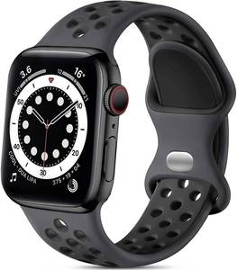 lot 91595 image: Lerobo Sport Bands Compatible with Apple Watch Band 40mm 41mm 38mm for Women Men,Soft Silicone Breathable Replacement Bands for Apple Watch Ultra 2 SE iWatch Series 9 8 7 6 5 4 3 2 1,Anthracite Black