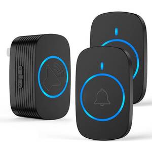 lot 91616 image: Mini Wireless Doorbell for Home 2 push buttons  1 receiver, 38 Ringtones&5 Volume Levels Battery Operated, Operating at 1050-ft Range, Wireless Door Bell wLED Flash