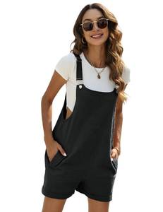lot 91621 image: Yeokou Womens Cotton Linen Short Overalls Casual Summer Bib Shortalls with Pockets(DrakGrey-XL)