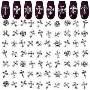 lot 91624 image: 100Pcs Cross Nail Charms for Nails Accessories - Metal Nail Charms for Nails Design Nail Art Supplies for Women Goth Nail Art Charms Nails Accessories Professional - Nail Cross Charms for Nails