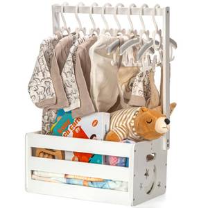lot 91630 image: GiftAmaz White Wooden Baby Shower Crate Closet, Baby Storage Crate with Handle, Basket for Baby Shower Gifts, Welcome Gift Basket for Newborn Boys Girls, Pregnancy Gifts for New Parents