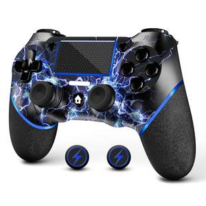 lot 91631 image: AceGamer Wireless Controller for PS4, Custom Design V2 Gamepad Joystick for PS4 with Non-Slip Grip of Both Sides and 3.5mm Audio Jack Thumb Caps Included (Lightning)