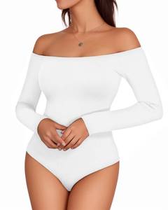 lot 91647 image: MANGOPOP Off The Shoulder Long Sleeve Bodysuit for Women