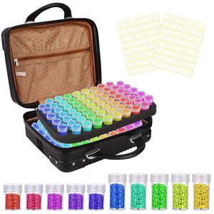 lot 91650 image: HOHOTIME Diamond Painting Storage Containers, 132 Slots Diamond Painting Kits Bead Storage Jars Black ABS Carrying Case for 5D Jewelry Beads Diamond Art Craft