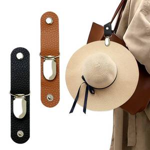 lot 91651 image: YUJUNKEMAN unisex-adult Hat Clip for Travel, Travel on BagLuggage, PU Leather Clip, Multifunctional Duckbill Outdoor Companion-Black&Brown