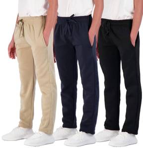 lot 91671 image: 3 Pack Boys Girls Athletic Pants Sweatpants Active Kids Teen Open Bottom Fleece Youth Training Pajama Warm Performance Workout Activewear Winter Warm Sports Running Quick Dry Dri Fit- Set 11,L(12-14)