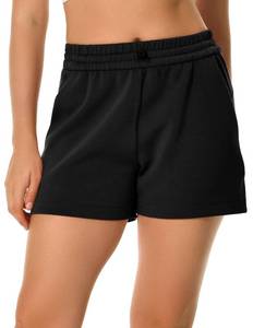 lot 91674 image: Colorfulkoala Womens High Waisted Ultra Soft Athletic Jersey Shorts Casual Summer Lounge Pants with Pockets (S, Black)