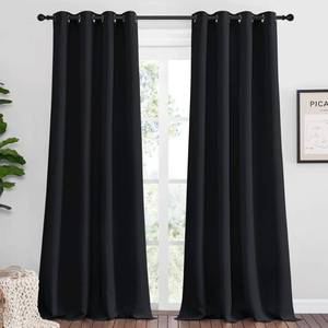 lot 91684 image: NICETOWN Halloween Patio Blackout Curtain Shades, 2 Panels, 55 inches x 102 inches, Black, Summer Home Decoration Thermal Insulated Grommet Blackout DraperiesDrapes for Kitchen