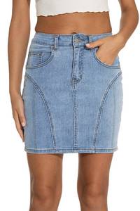 lot 91694 image: GUANYY Womens Bodycon Stretch Denim Mini Skirt - Slim Fit & Stylish (Light Blue, Small)