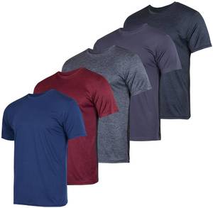 lot 91695 image: 5 Pack Men�s Active Quick Dri Dry Fit Crew Neck T Shirts Athletic Running Gym Workout Short Sleeve Tee Tops Camisas para Hombres Summer
