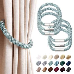 lot 91704 image: NICEEC 6 Pack Strong Magnetic Curtain Tiebacks Modern Simple Style Drape Tie Backs Convenient Decorative Weave Rope Curtain Holdbacks for Thin or Thick Home & Office Window Draperies (Blue-grey)