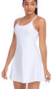 lot 91707 image: Womens Tennis Dress, Athletic Workout Sports Golf Dresses with Built-in Bra & Shorts Exercise Dresses for Women White