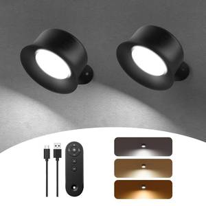lot 91719 image: Wall Lights,2 Pcs LED Wall Lamps Scones with 3200mAh Rechargeable Battery Operated,3 Colors & Dimmable Touch and Remote Control,Cordless Wall Mounted 360° Rotation Lamp Light for Bedside Bedroom