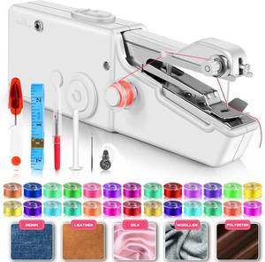 lot 91725 image: 35PCS Accessories Automatic Handheld Sewing Machine, Battery Operated and Easy to Use Cordless Sewing Kits for Beginners, Mini Portable Sewing Machine for DIY, Fabrics, Clothes, Home, Travel