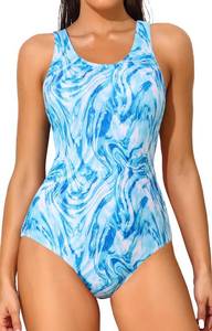 lot 91726 image: beautyin Swim Suits for Women Tummy Control Bathing Suit Competition Training Swimwear Blue