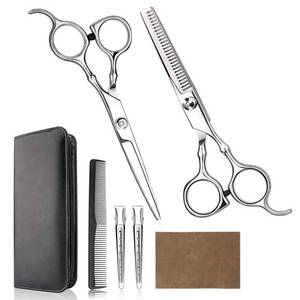 lot 91727 image: Hair Cutting Scissors Professional Home Haircutting BarberSalon Thinning Shears Kit with Comb and Case for MenWomen (Silver)