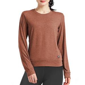 lot 91736 image: MIER Womens Lightweight Long Sleeve T-Shirts Athletic Crew Neck Soft Workout Outdoor Running Gym Hiking, Breathable, Brown Heather, S