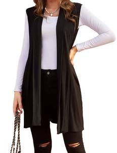 lot 91745 image: Beyove Womens Sleeveless Open Front Cardigan Fashion Fall Long Petite Cardigans Vests with Pockets Black S