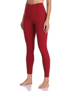 lot 91746 image: Colorfulkoala Womens High Waisted Tummy Control Workout Leggings 78 Length Yoga Pants with Pockets (L, Rose Red)