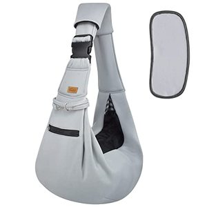 lot 86687 image: CUBY Dog and Cat Sling Carrier - Hands Free Reversible Pet Papoose Bag - Soft Pouch and Tote Design - Suitable for Puppy, Small Dogs Cats Outdoor (Grey Senior, Adjust Strap 2.0)