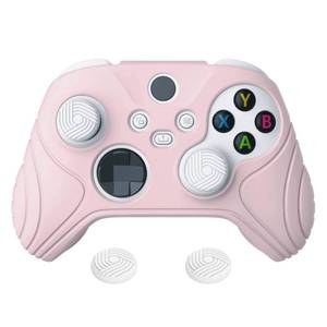 lot 86692 image: eXtremeRate PlayVital Samurai Edition Cherry Blossoms Pink Anti-Slip Controller Grip Silicone Skin for Xbox Core Controller, Ergonomic Protective Case for Xbox Series SX Controller wThumb Grips