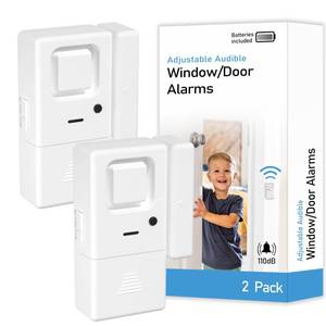 lot 86697 image: Door Window Alarms - 2 Pack - Adjustable Volume, ChimeAlarm, Wireless, Door Window Alarm Sensor for Home Security, Kids Safety, Door Open Alert Security Alarm for Home, Apartment and more, by Rosmila