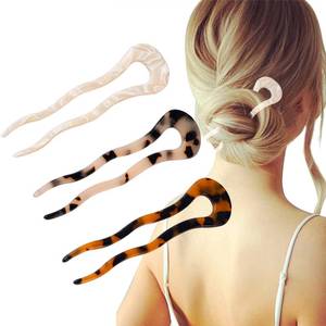 lot 86699 image: FRDTLUTHW 4.6Inch U Shaped Acetate French Hair Pin Tortoise Shell 2 Prong Bun Hair Sticks for Women Thick Long Hair(pack of 3)